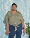 Olive dotsy tie top